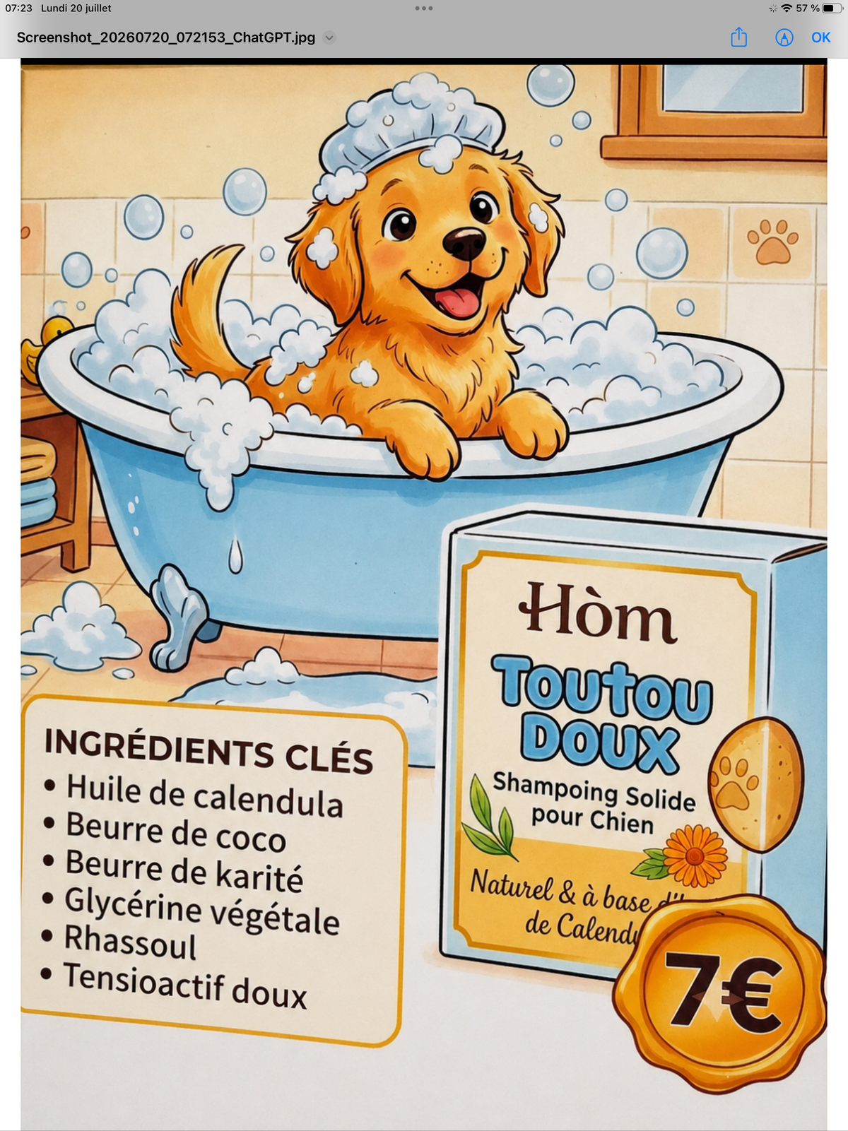 Shampoing solide pour chien